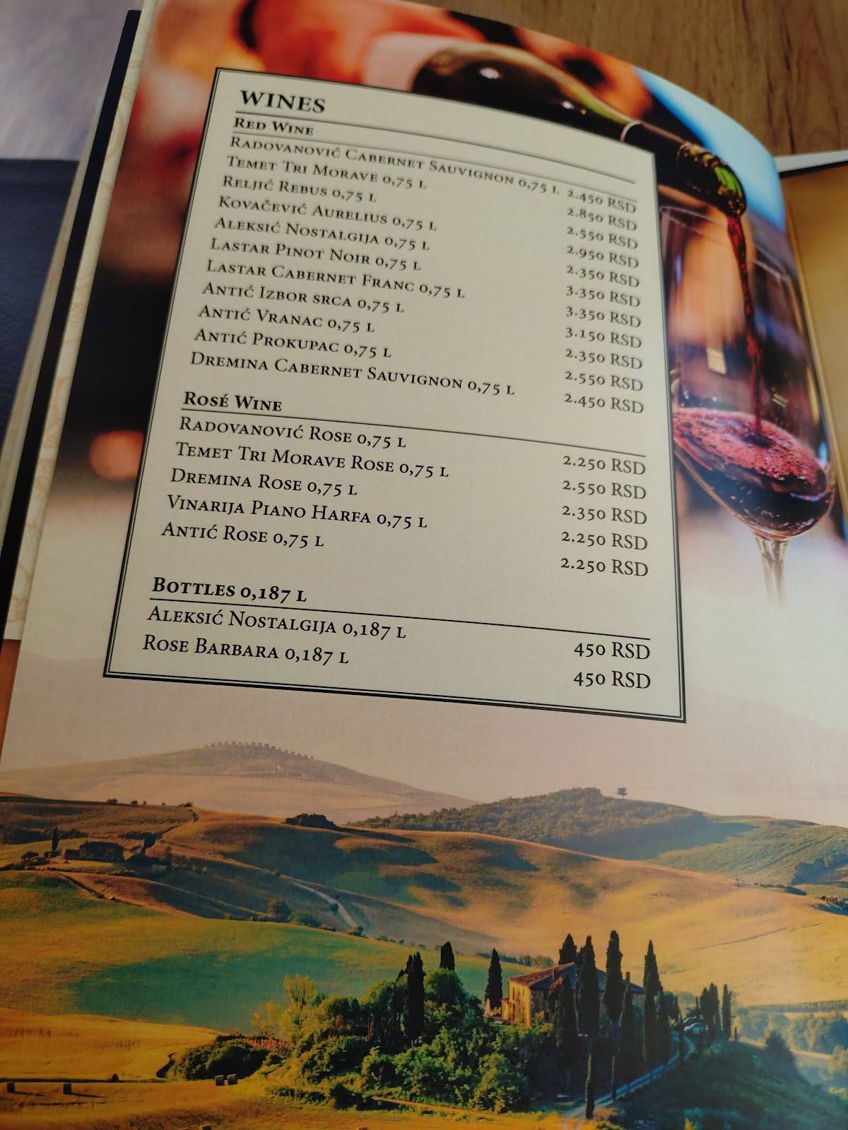 Piemonte меню