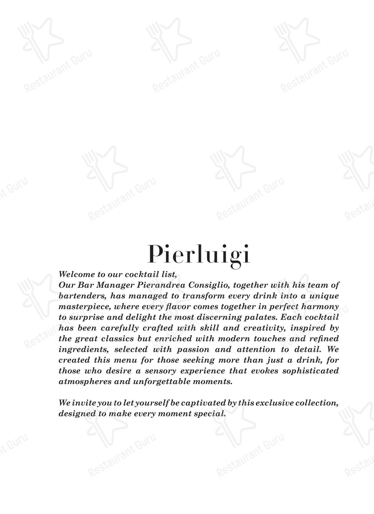Меню ресторана Pierluigi
