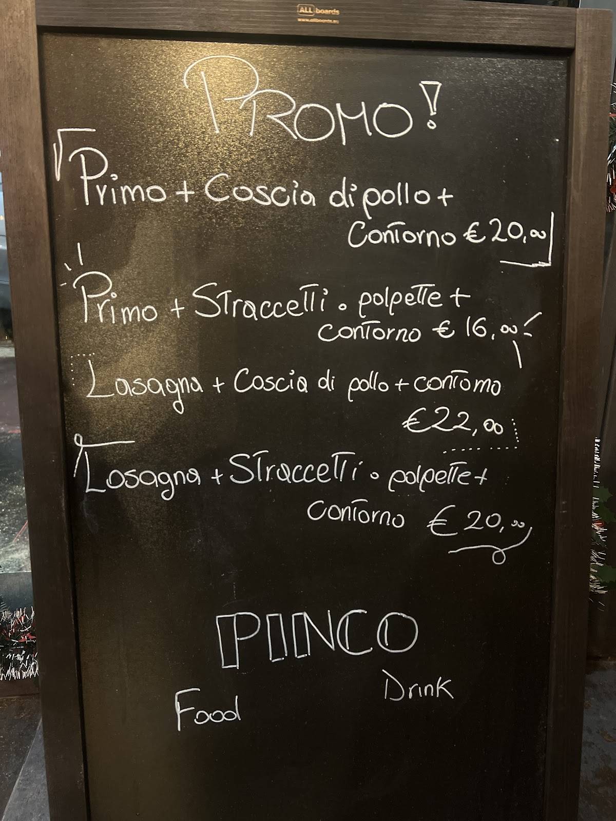 Pinco меню