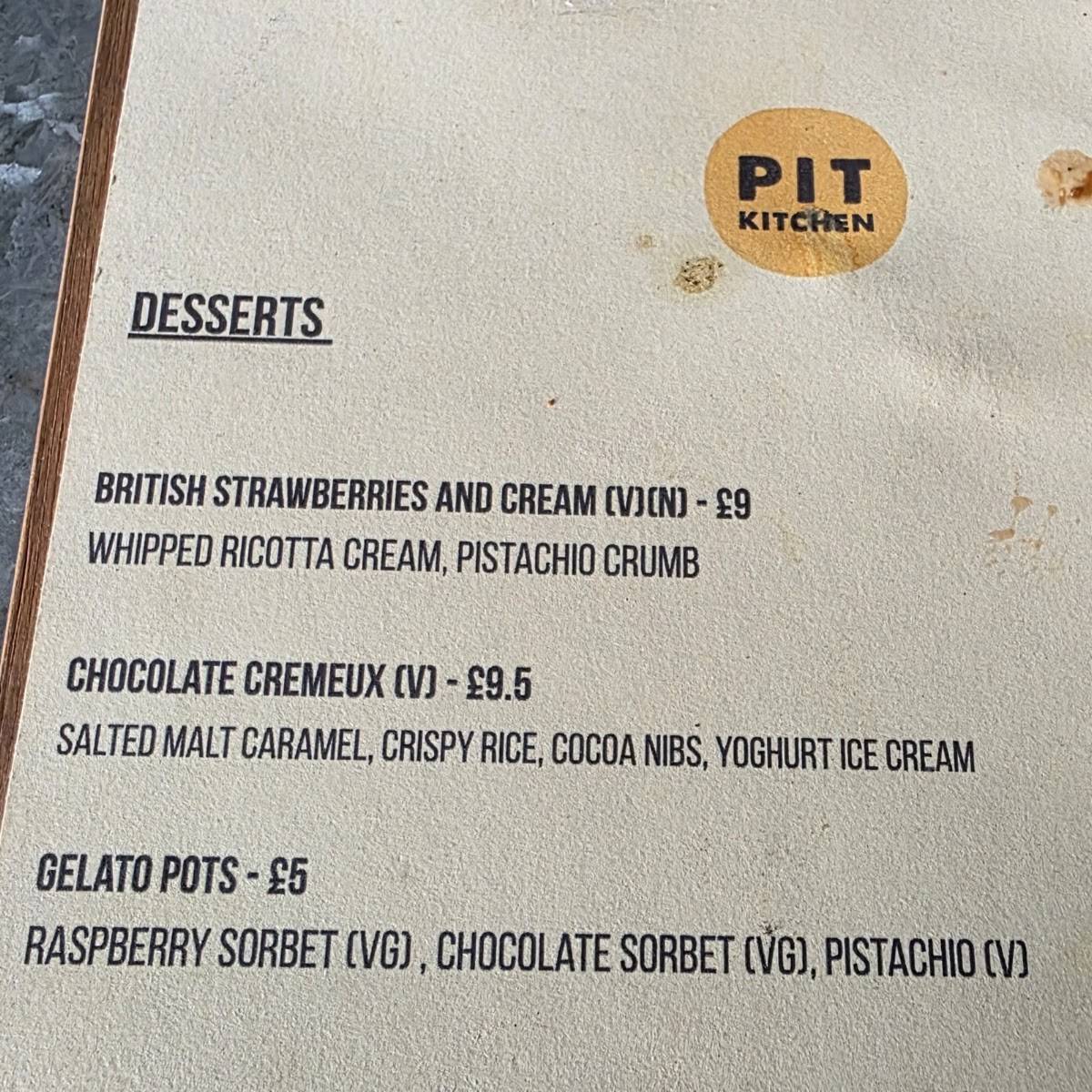 Pit Kitchen меню