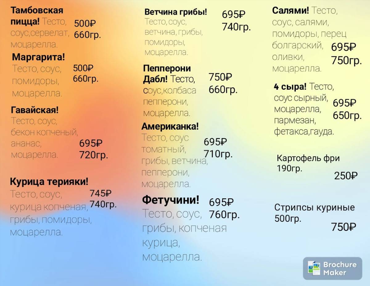 Пицца от Саныча меню