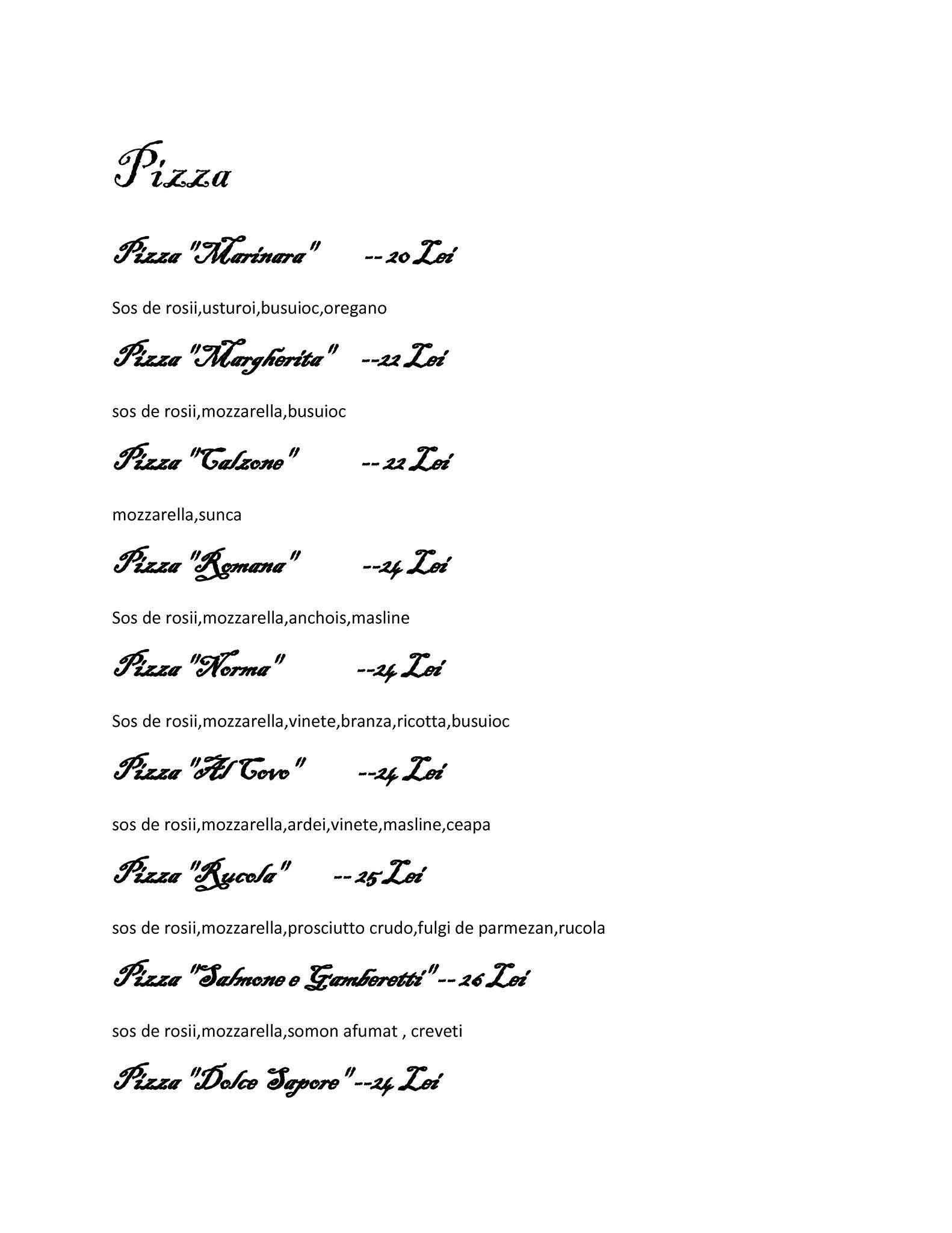 Pizzeria Roma меню
