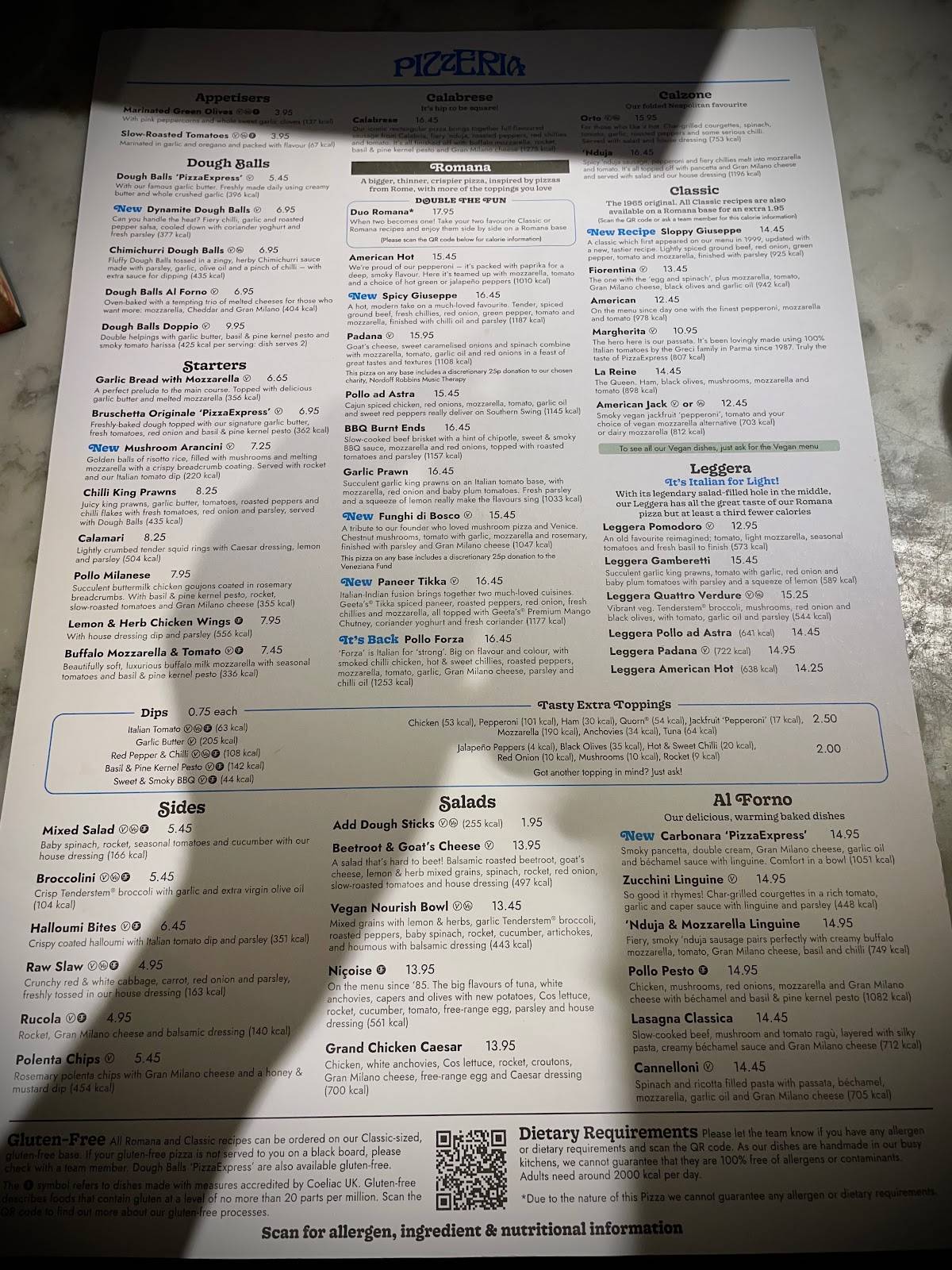 PizzaExpress меню