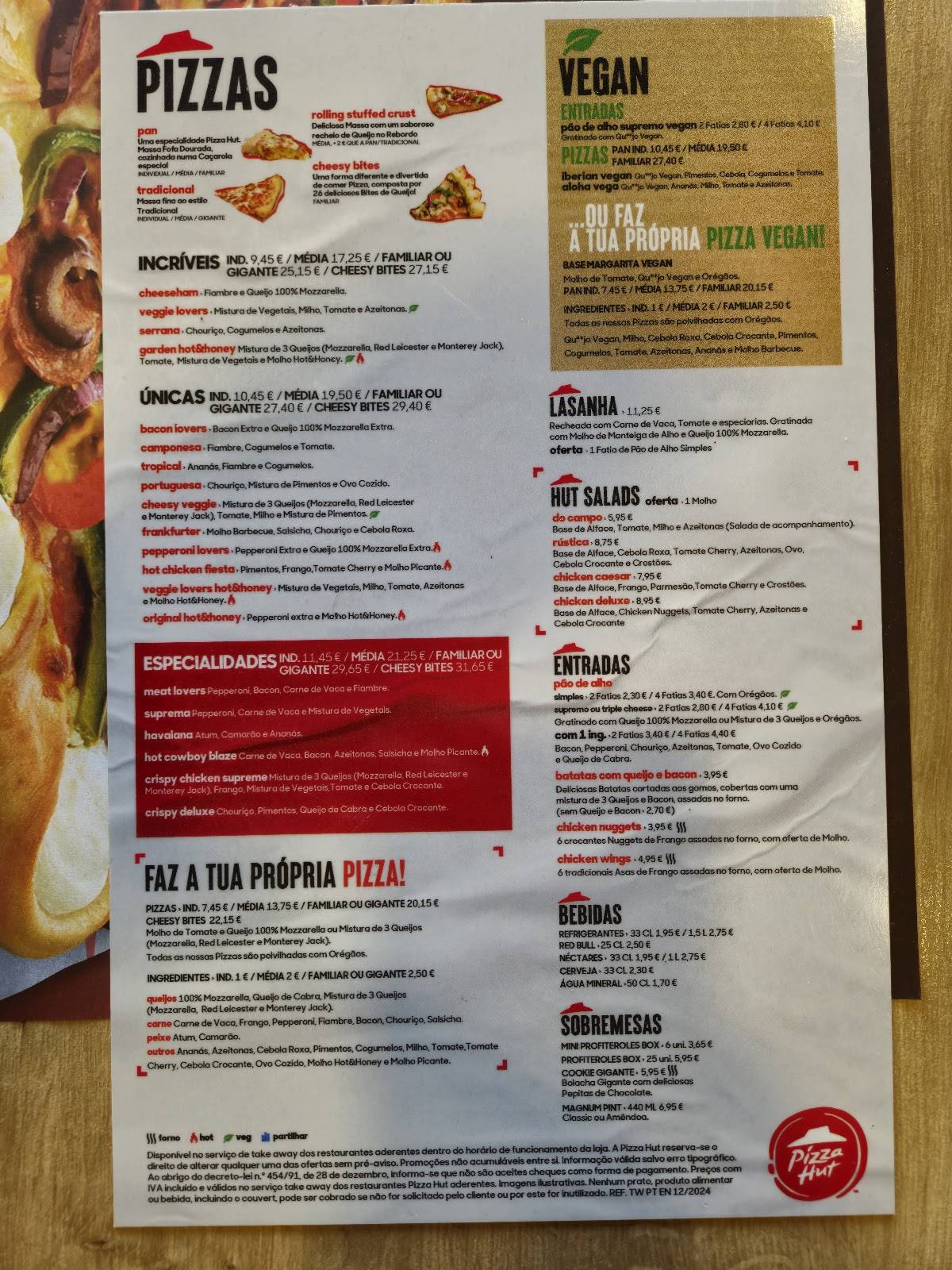 Pizza Hut меню