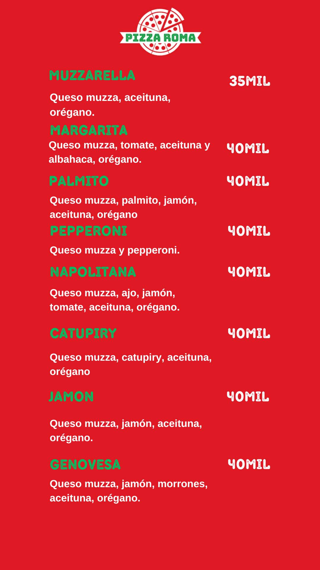 Pizza Roma меню
