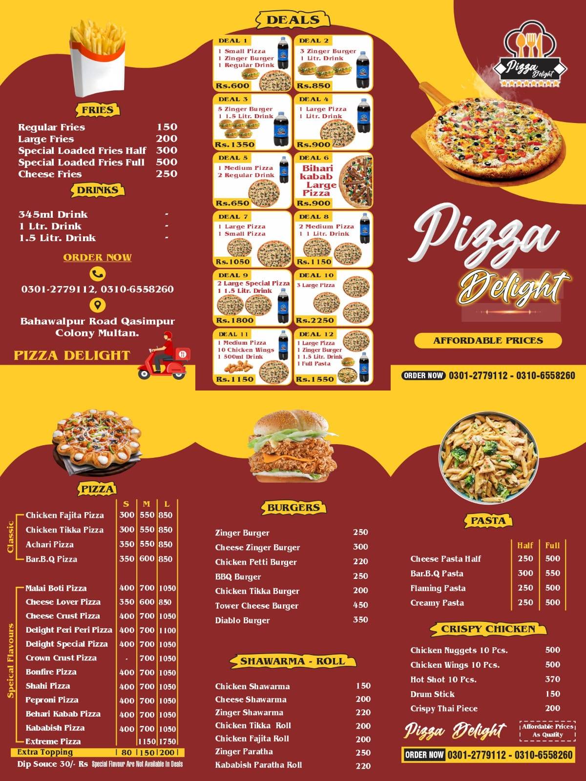 Pizza delight меню