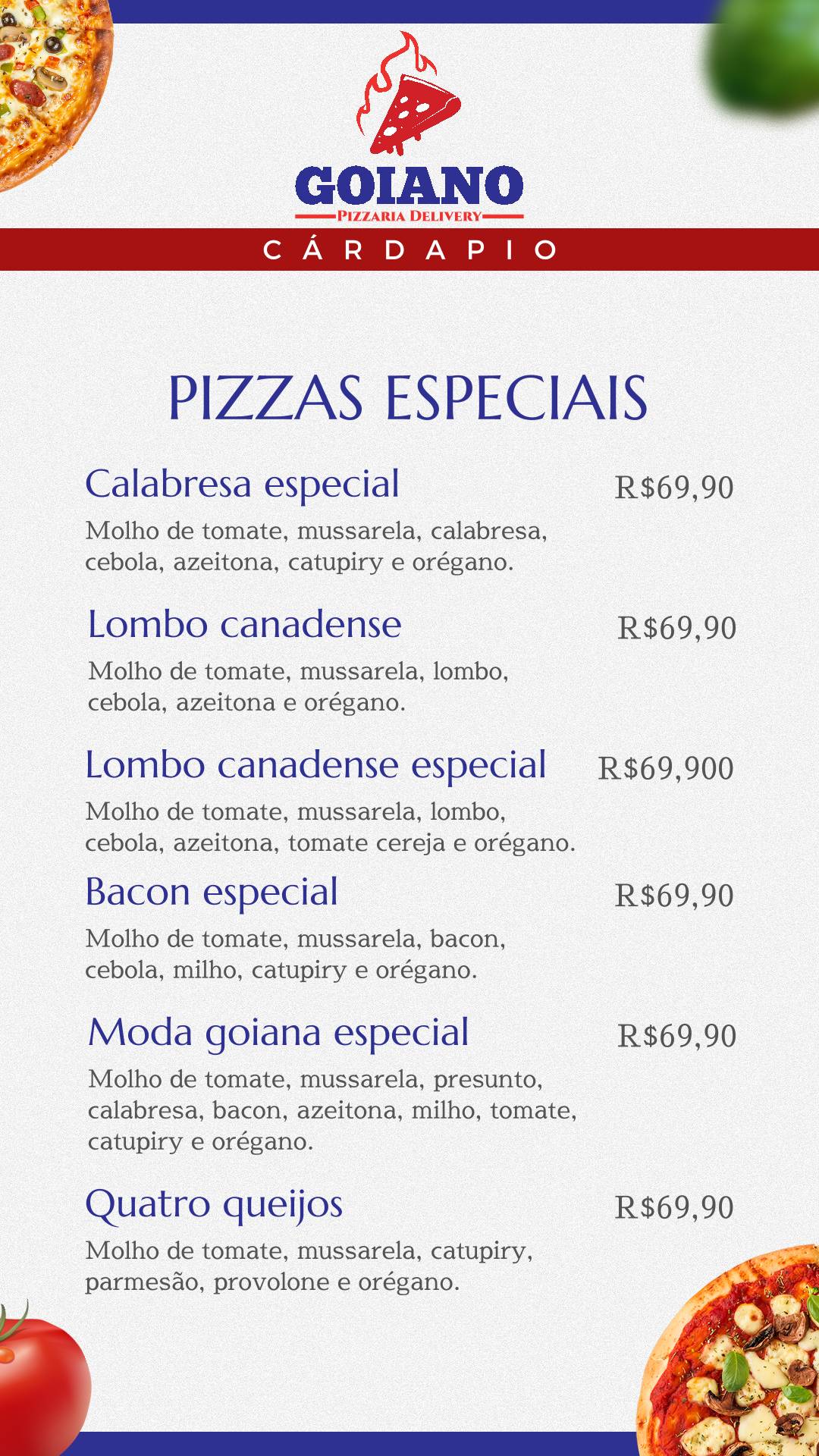 Pizzaria Goiano меню