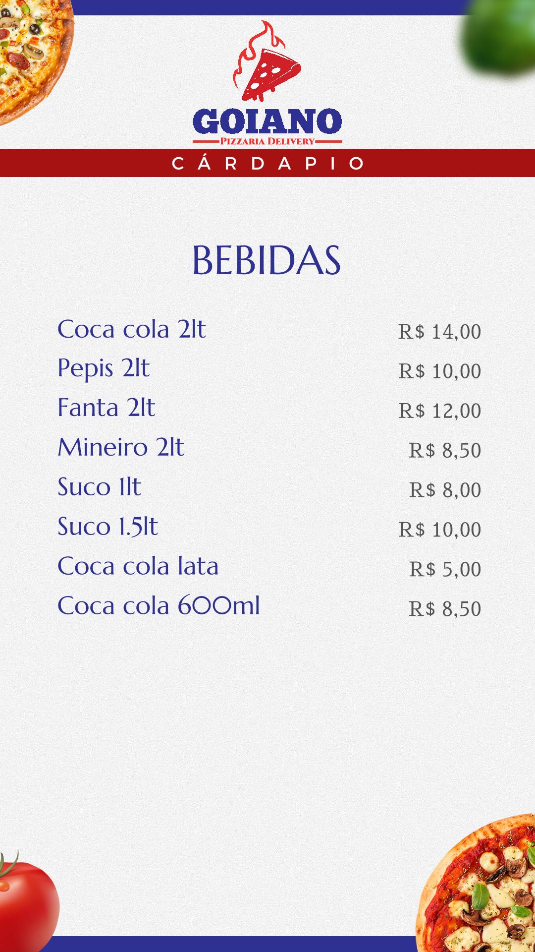 Pizzaria Goiano меню