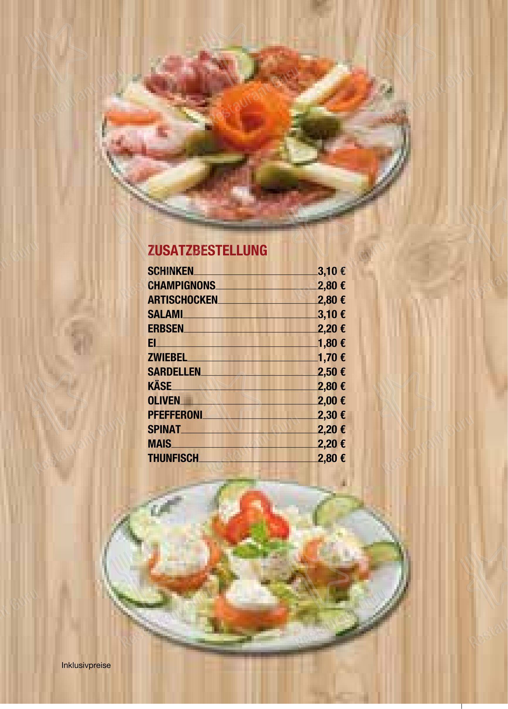 Меню пиццерии Pizzeria Caputo - Основное меню