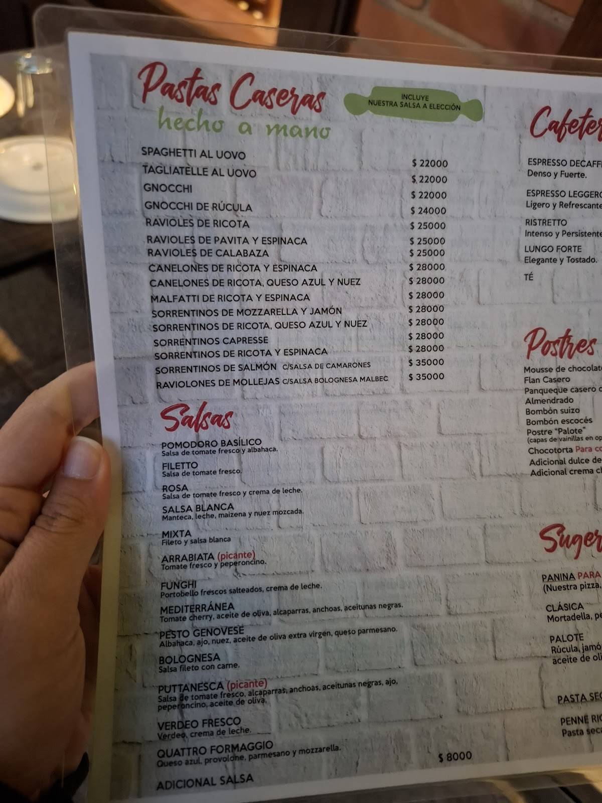 Restaurante Palote меню