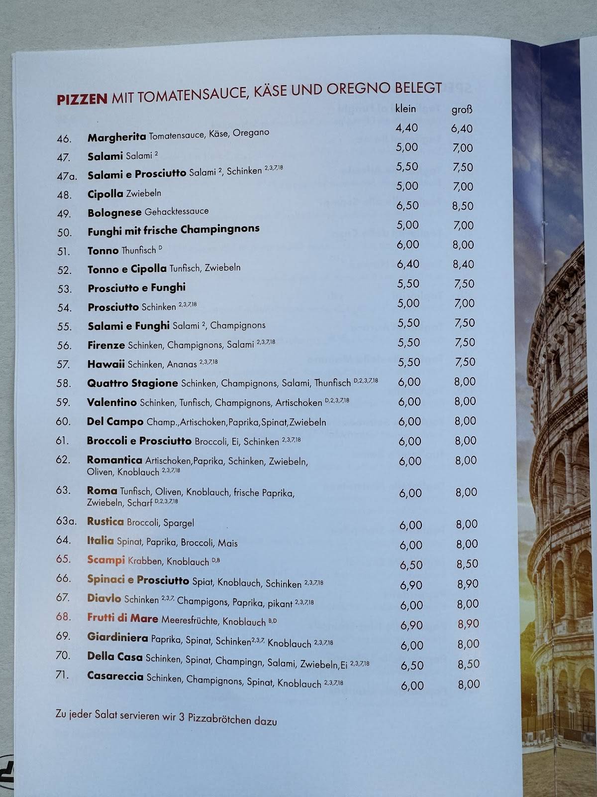 Pizzeria Roma меню