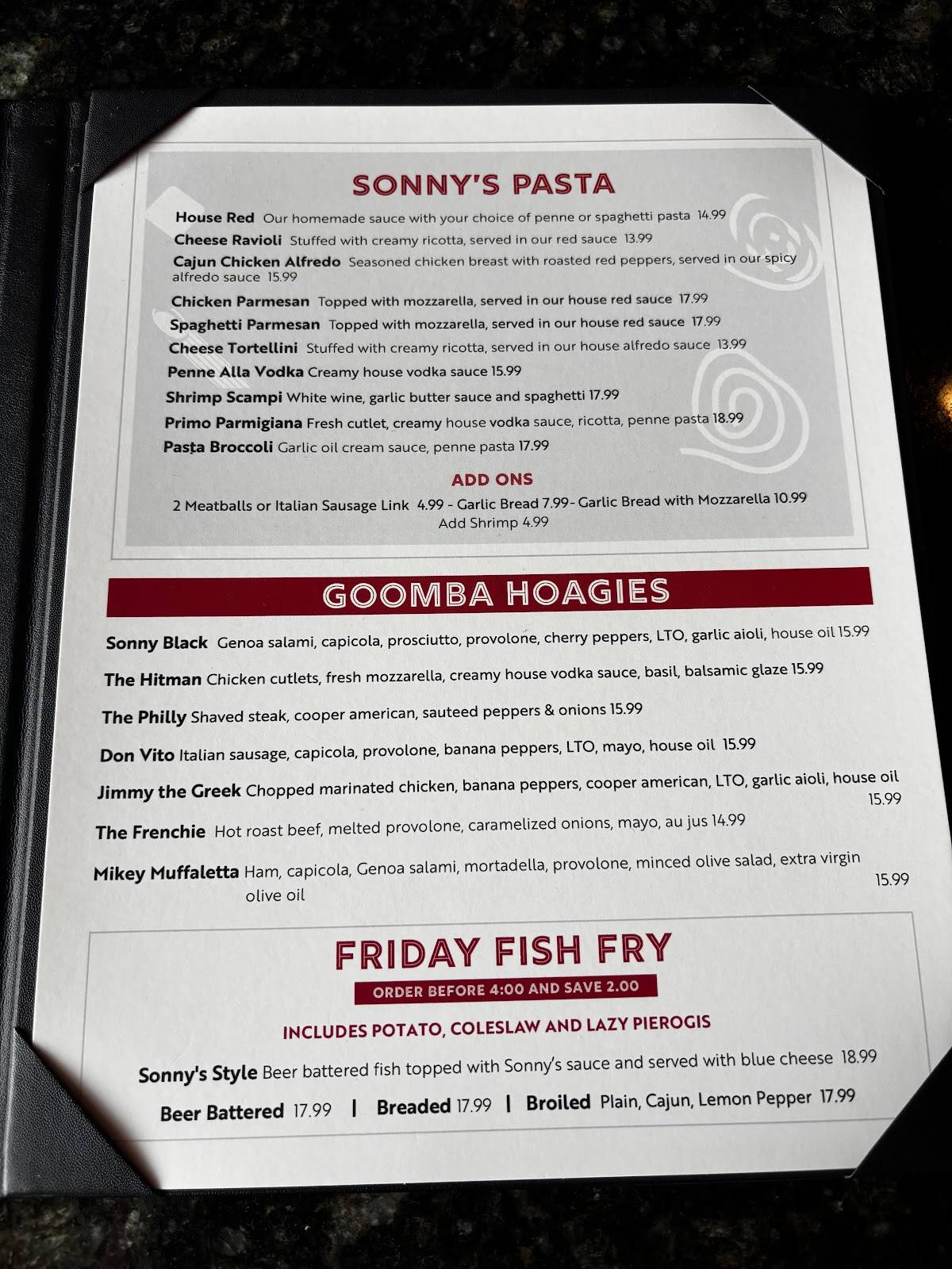 Sonny Red's меню