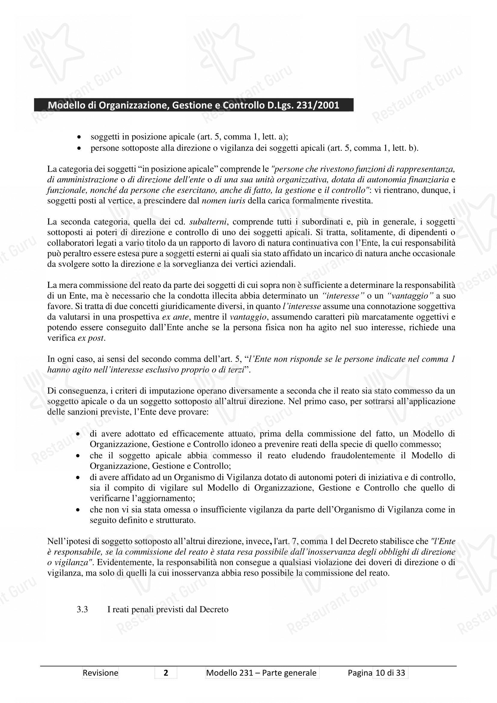 Основное меню ресторана Pizzium - Rimini в Римини