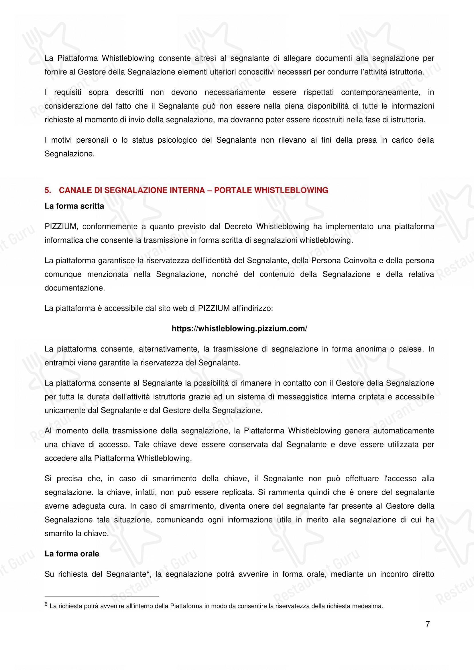 Меню напитков ресторана Pizzium - Rimini