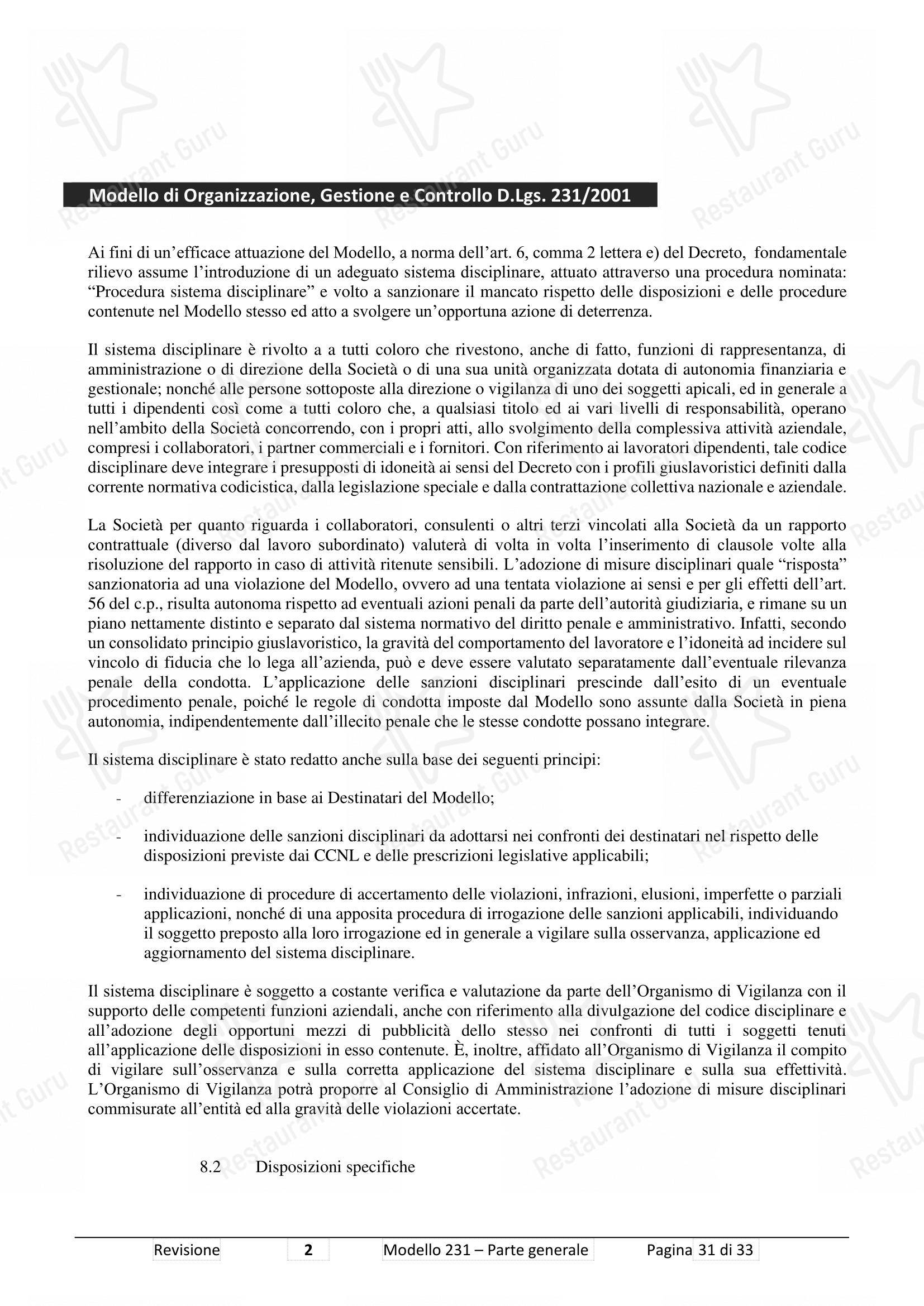 Меню ресторана Pizzium - Rimini - Основное меню