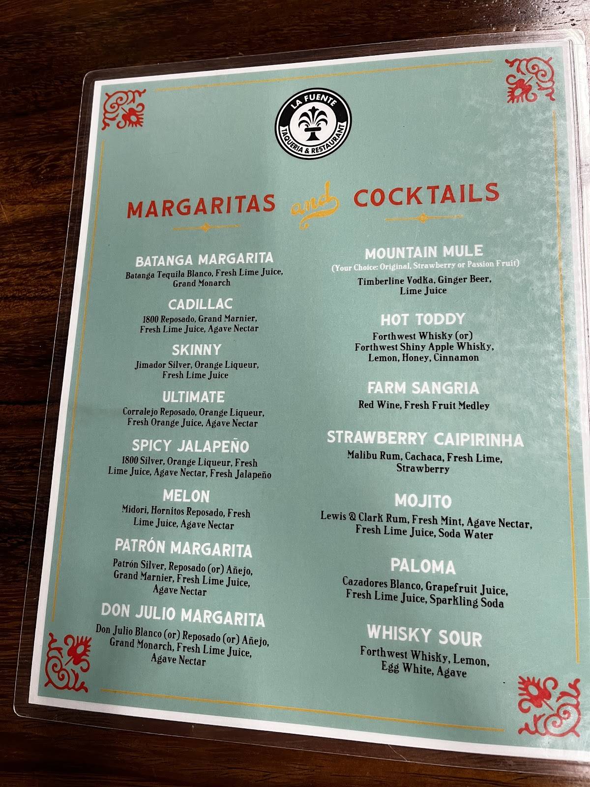 Taqueria La Fuente меню