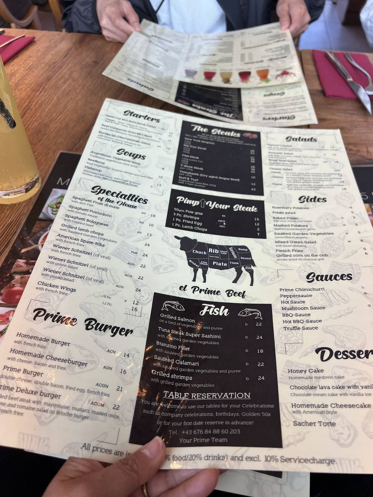 Prime Argentinian Steakhouse меню