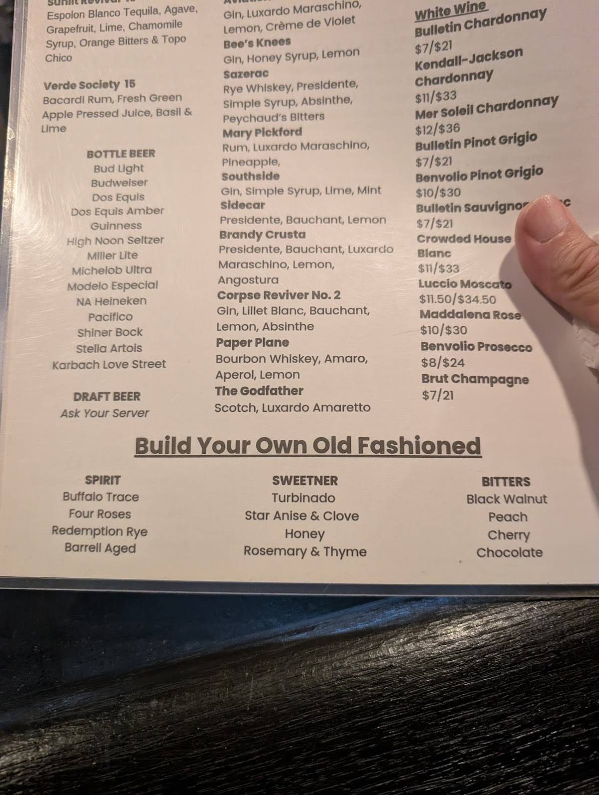 Prohibition Texas меню