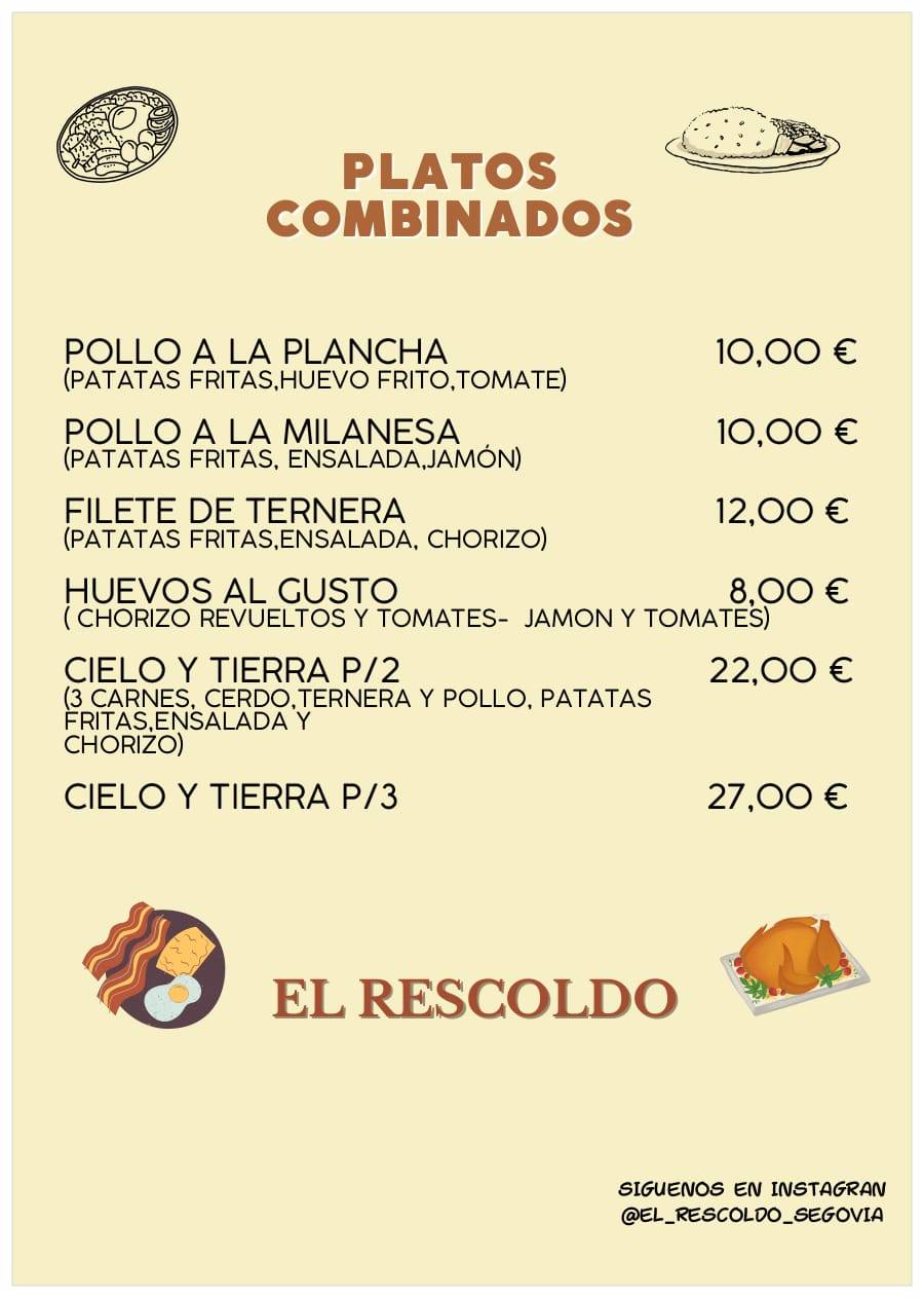 Bar Restaurante El Rescoldo меню