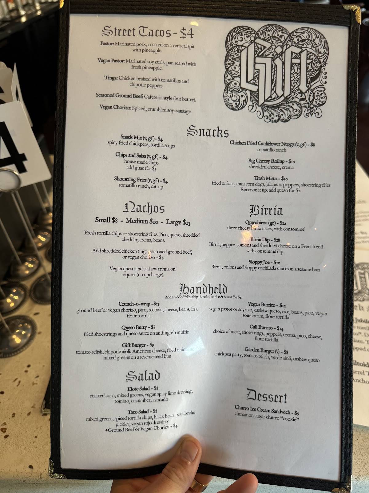 Gift Bar меню