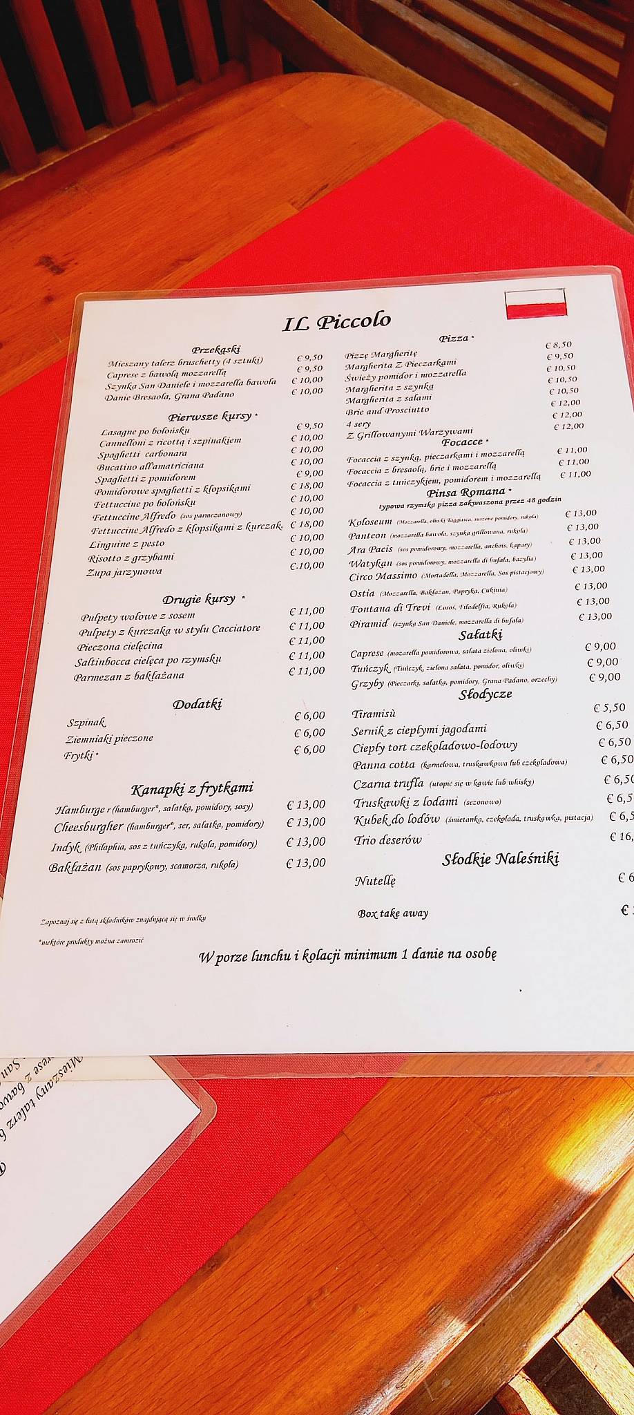 Il Piccolo Pub Bistrot меню