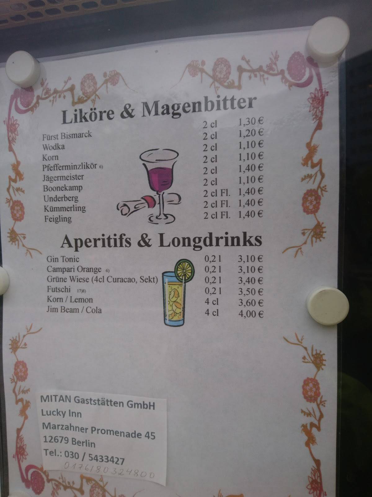 Lucky Inn меню
