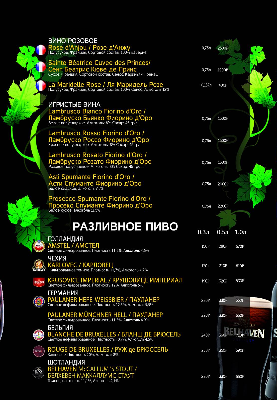 Шарон премиум меню