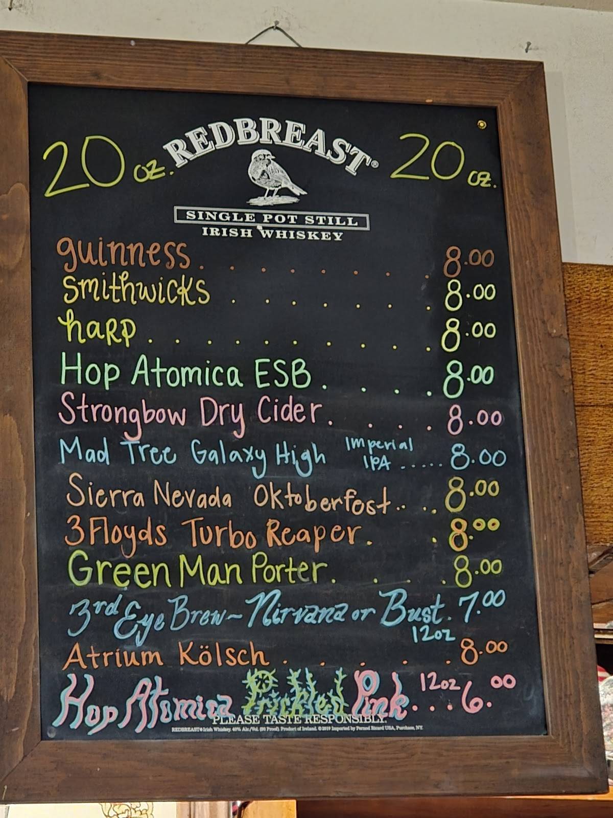 The Irish Rover меню