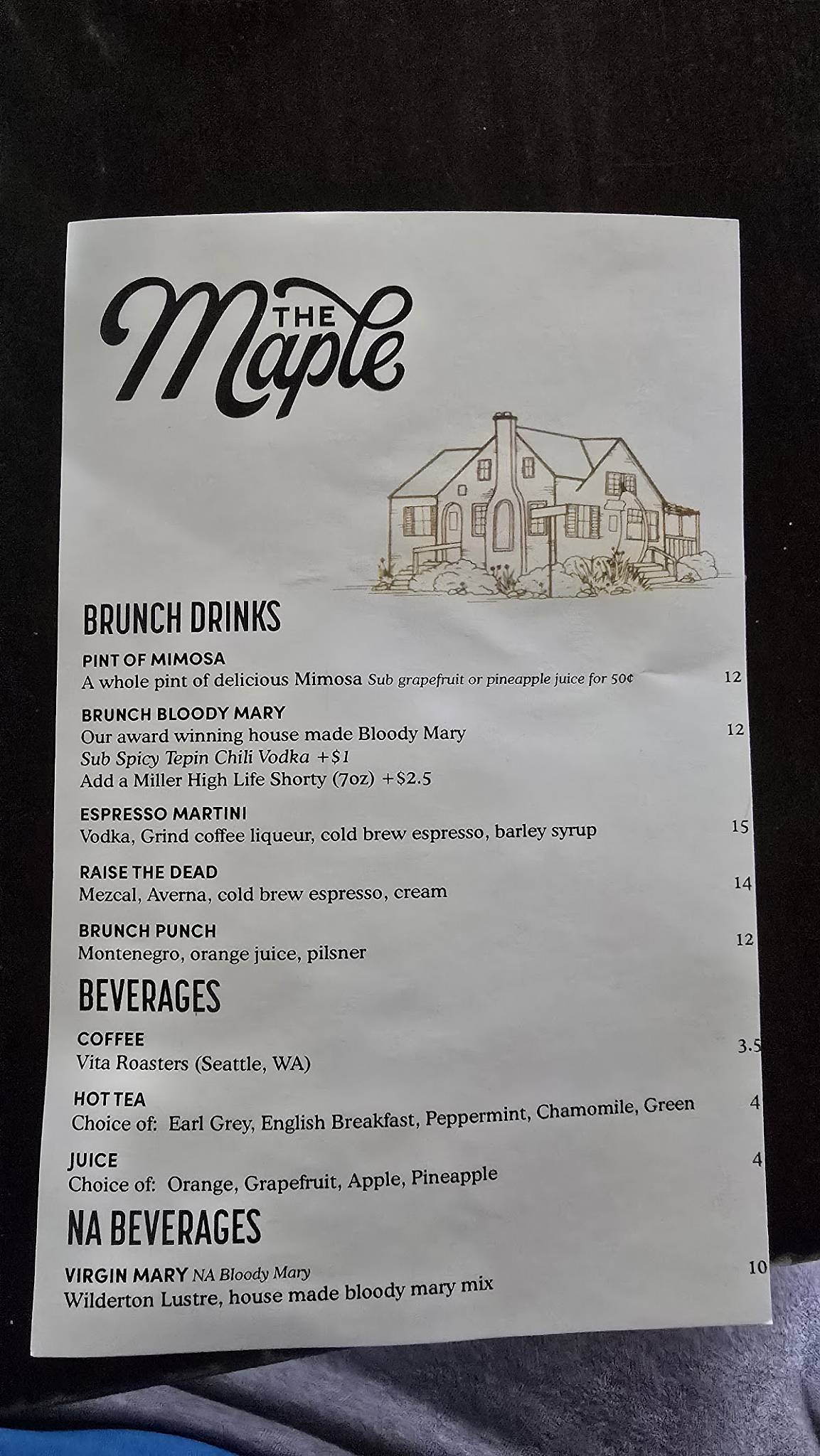 The Maple меню