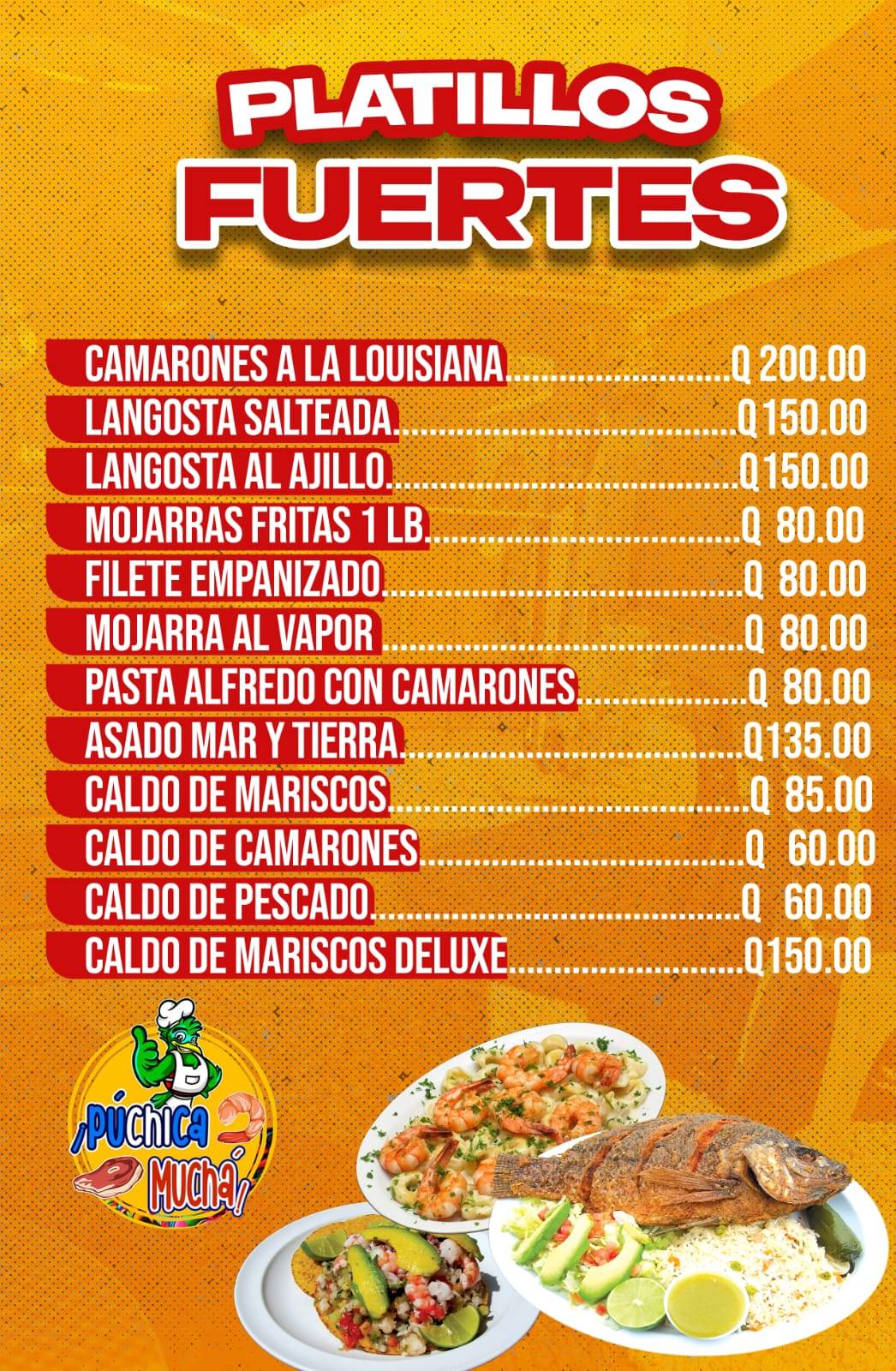 ¡Púchica Muchá! меню