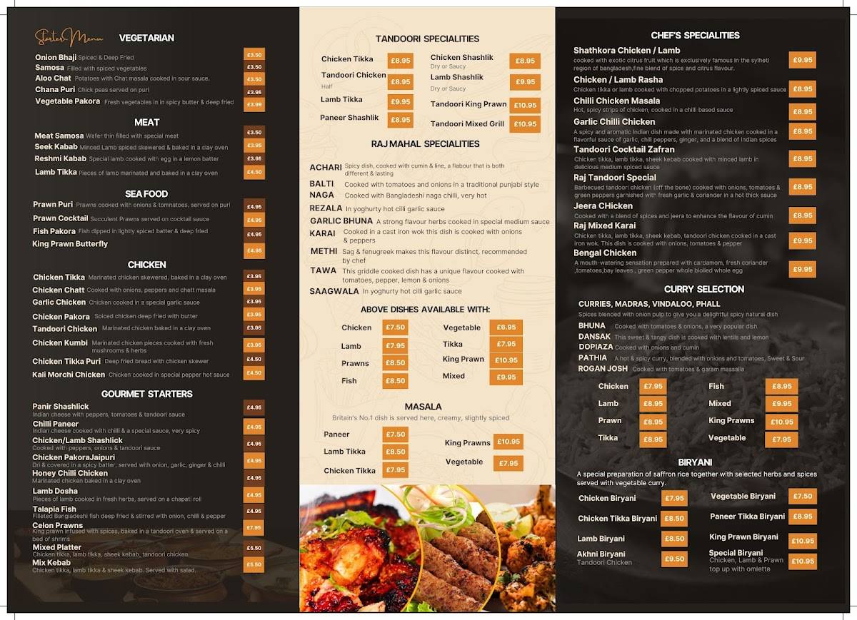 Raj Mahal Restaurant меню