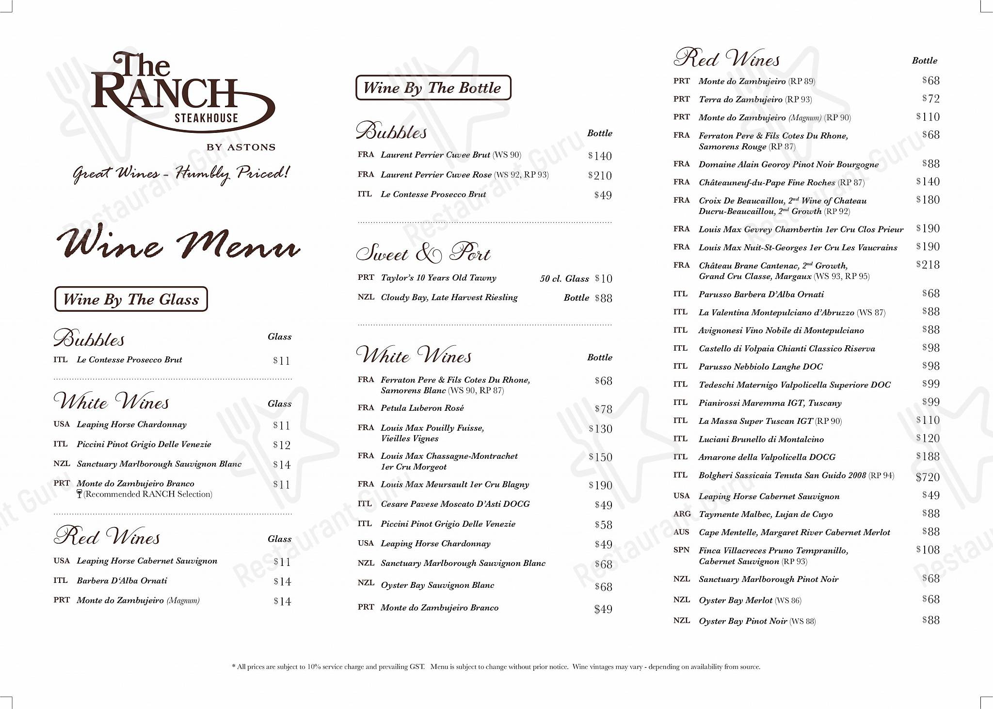 Takeaway Menu стейк хауса TheRanchSteakhouse