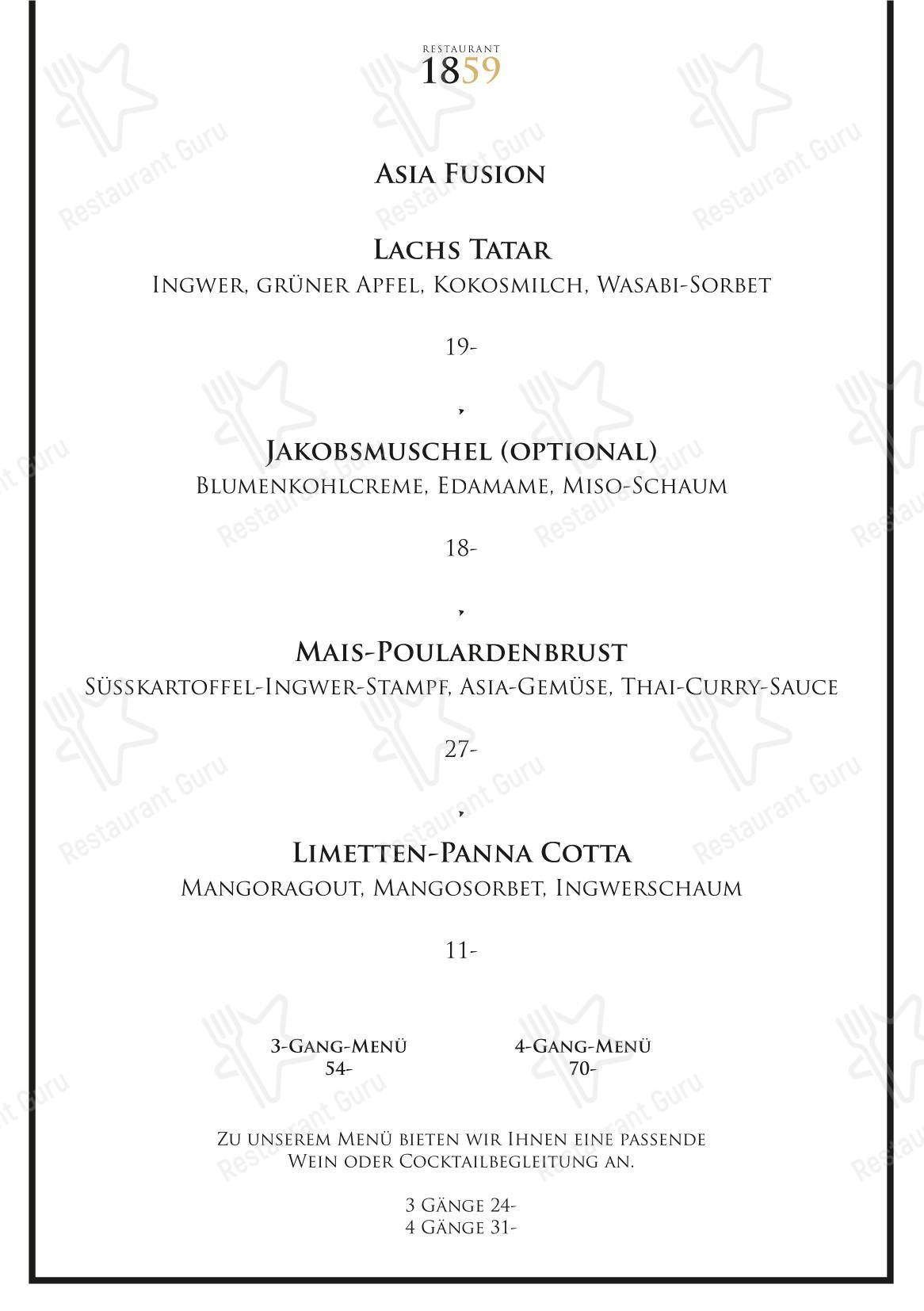 Меню ресторана Restaurant 1859 by Kaio Fabris