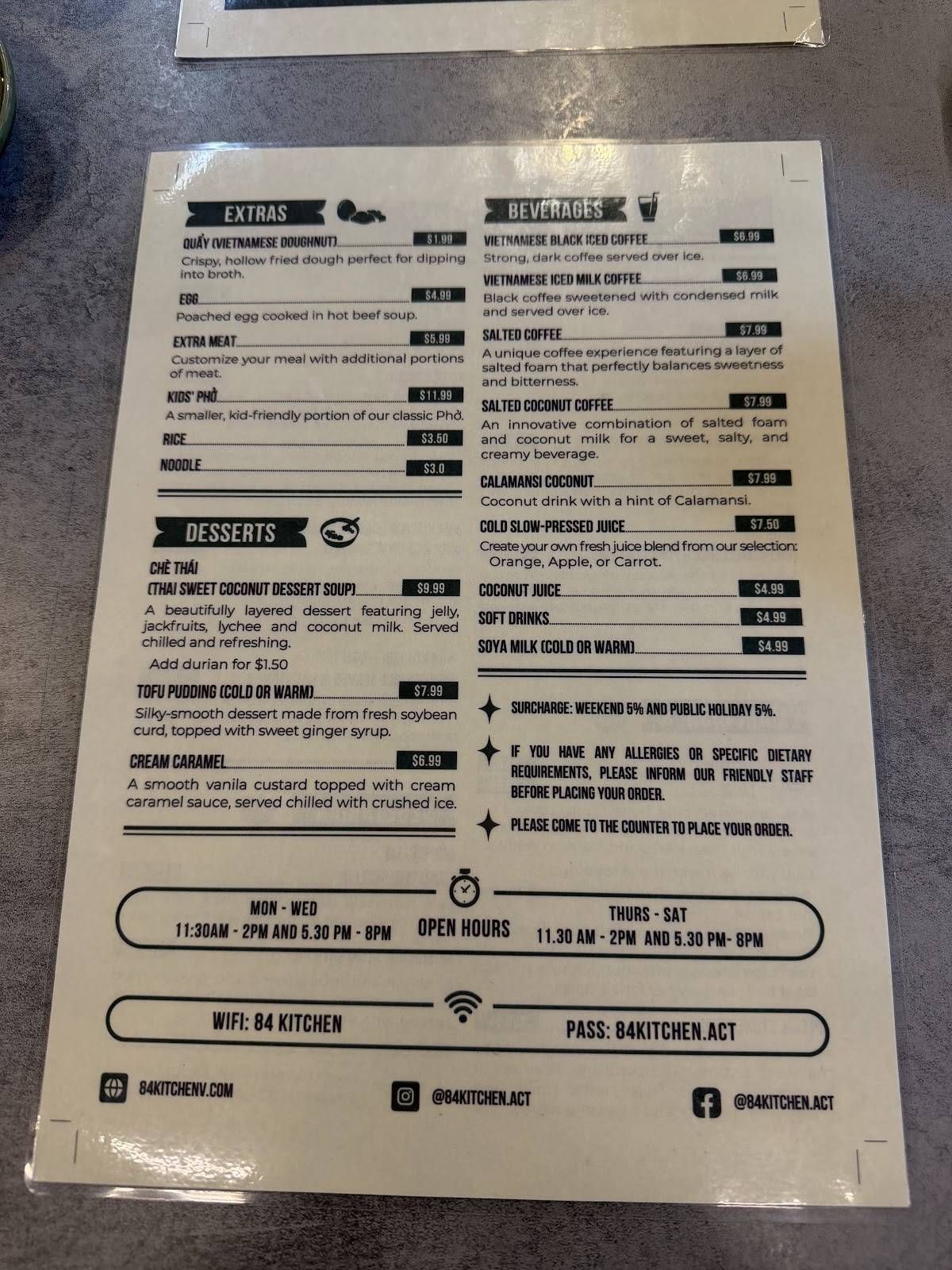 +84 Kitchen меню