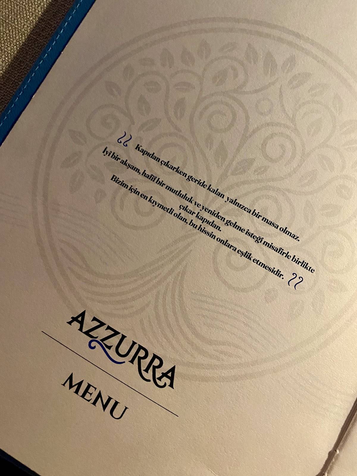 AZZURRA меню