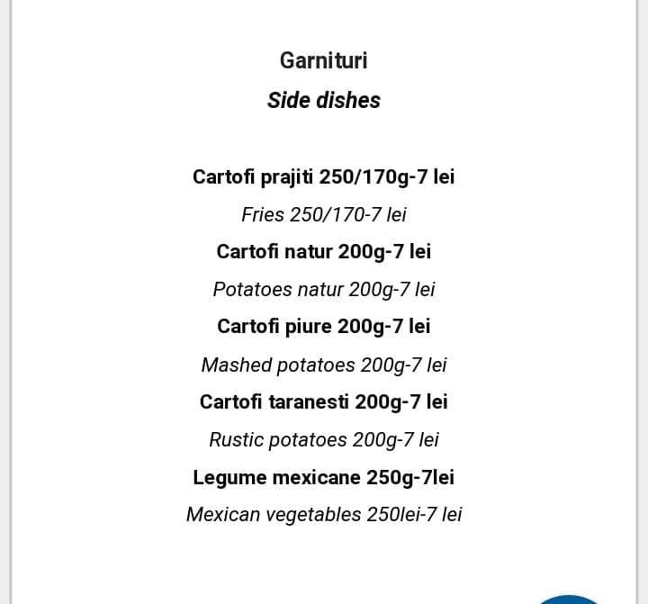 Restaurant Apuseni меню