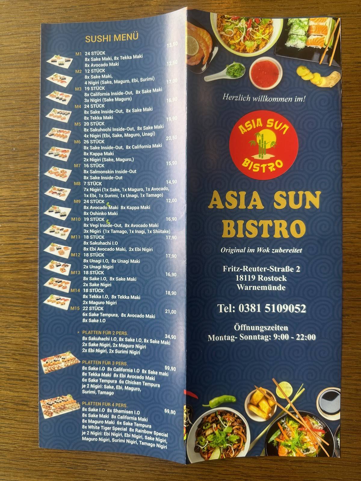Asia Sun Rostock меню