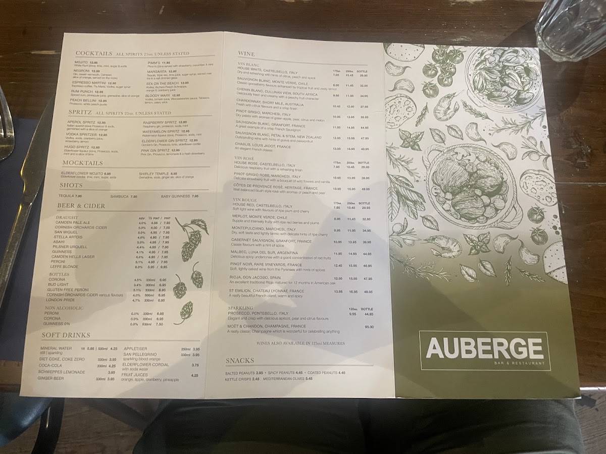 Auberge меню