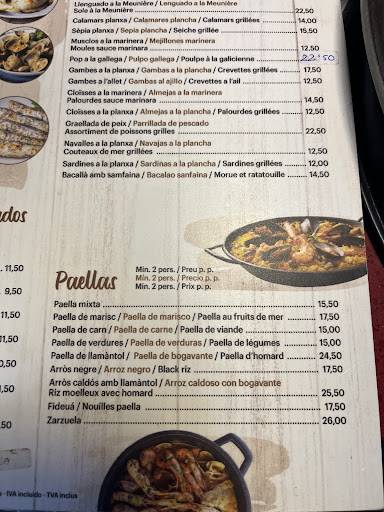 Restaurant Bar Cal Castanyer меню