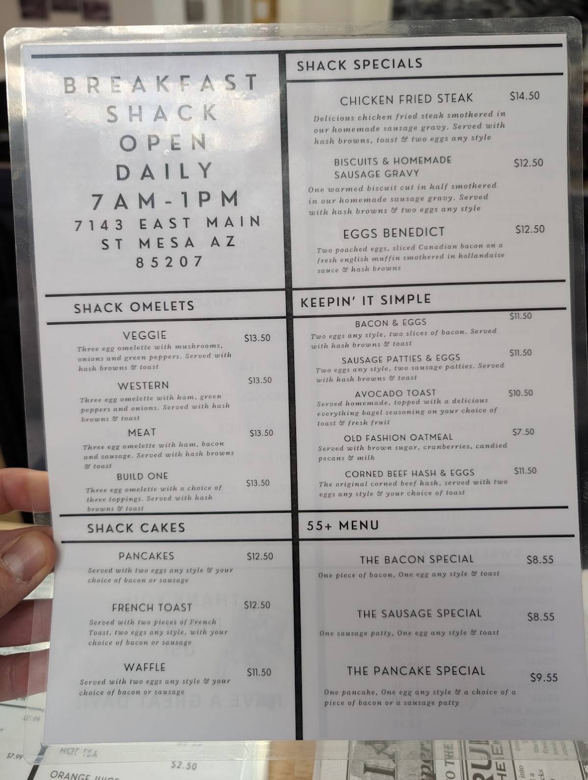 Breakfast Shack меню
