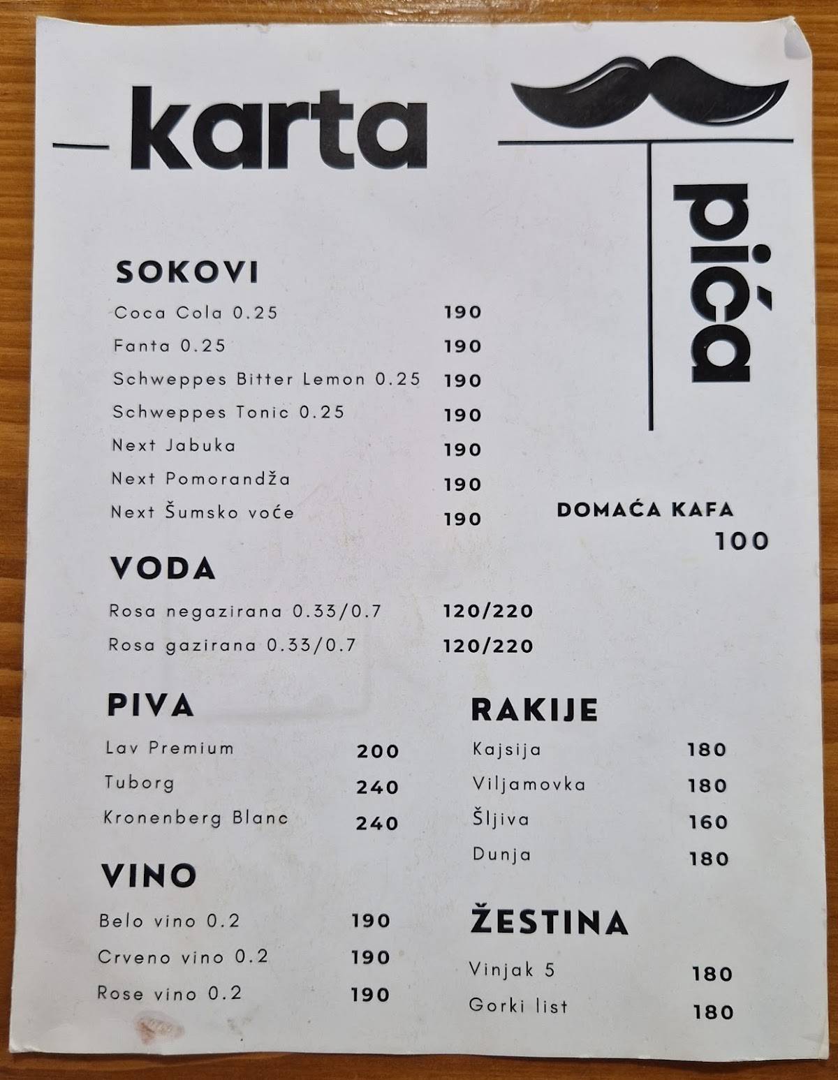 Brkina Domaća Kuhinja меню