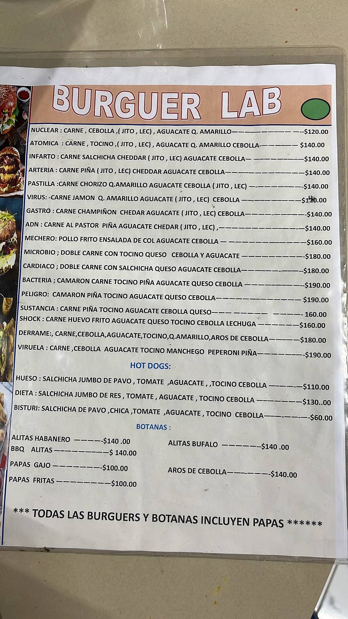BurgerLab меню