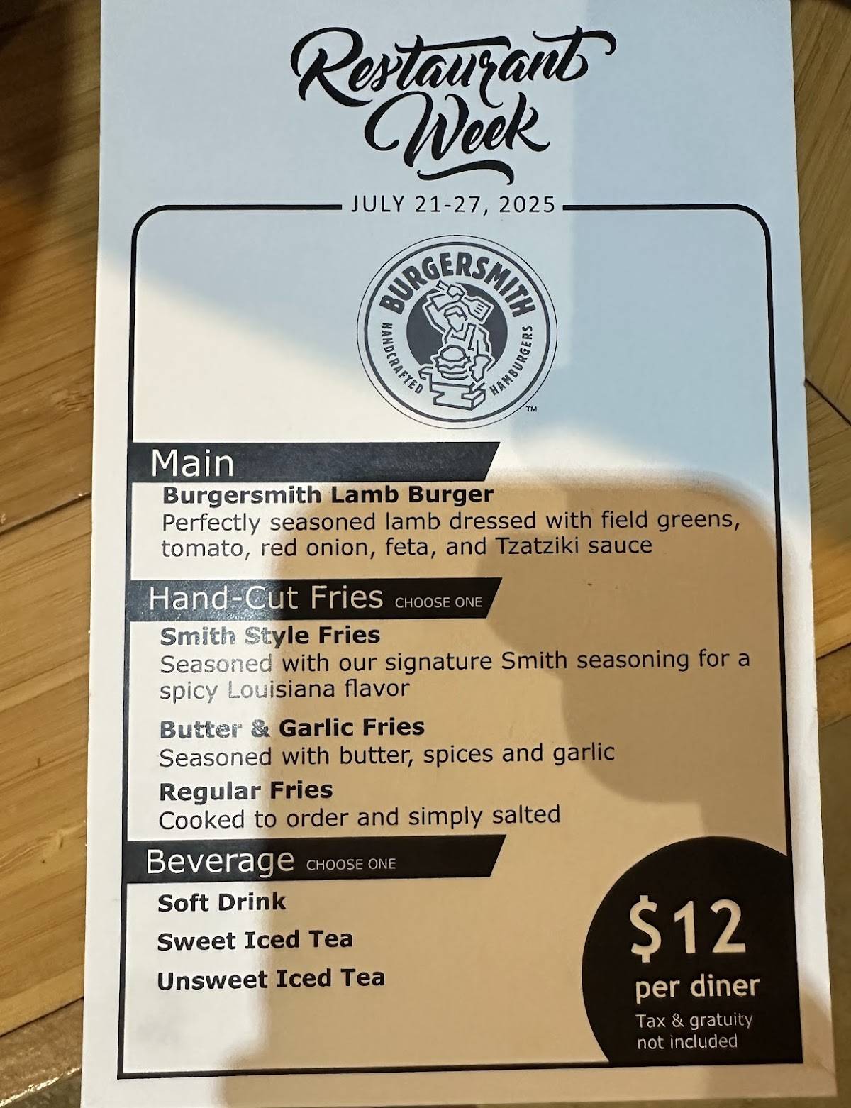 Burgersmith Perkins & Acadian меню