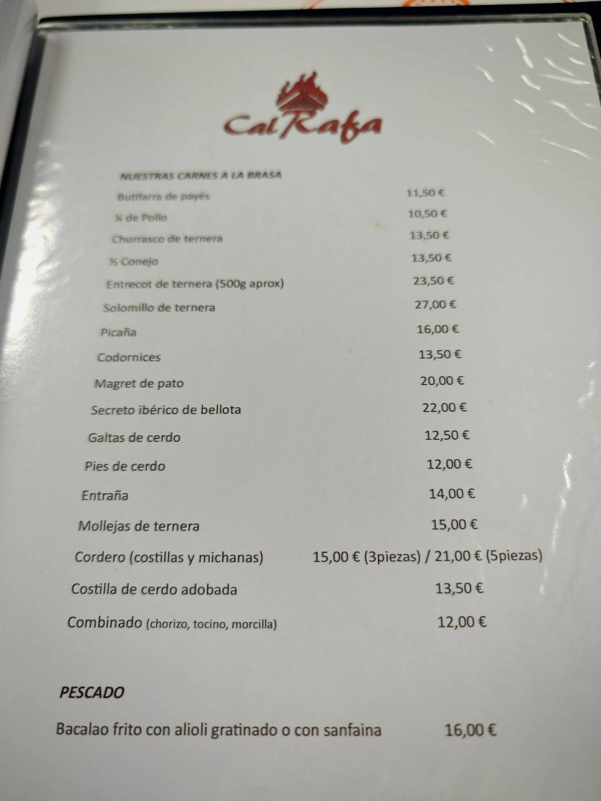 Cal Rafa меню
