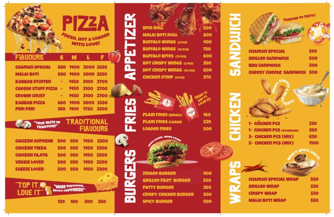 Chaman sweets bakers & fast food меню