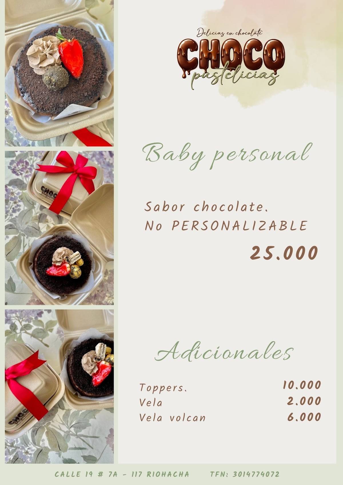 Chocopastelicias меню