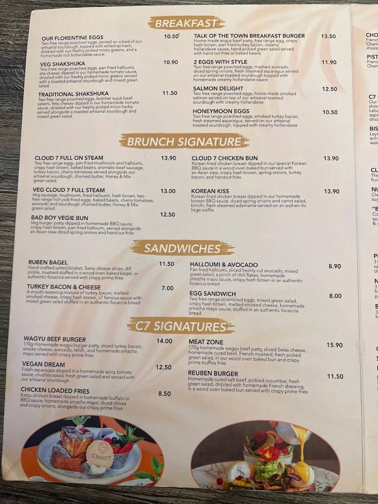 Cloud 7 Brunch Edgware меню