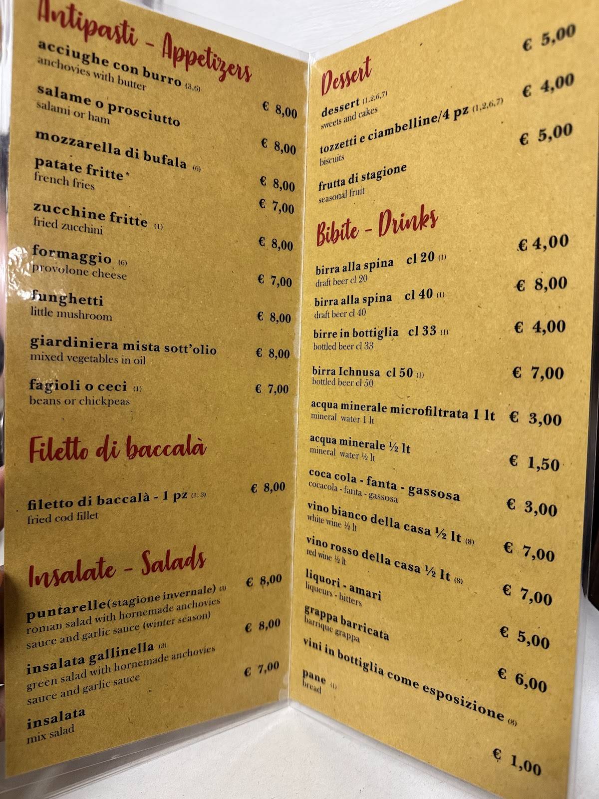 Dar Filettaro a Santa Barbara меню