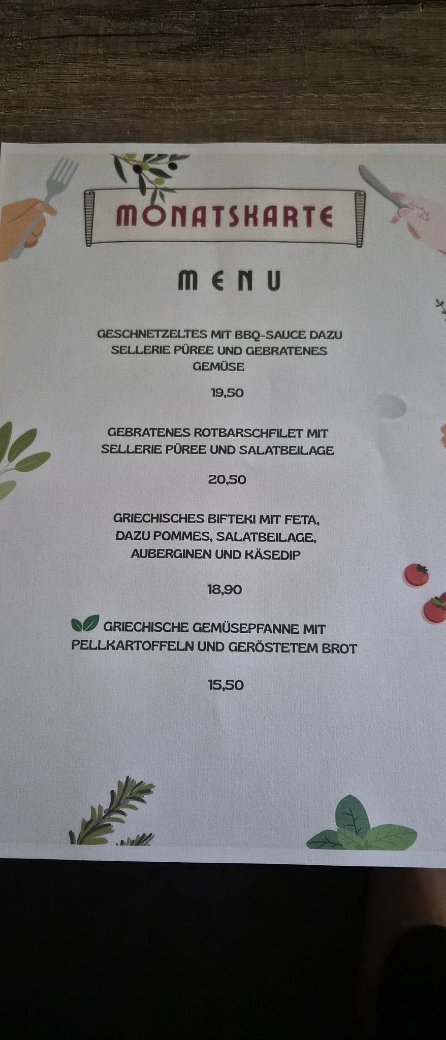 Restaurant "Die verrückte Krabbe" меню