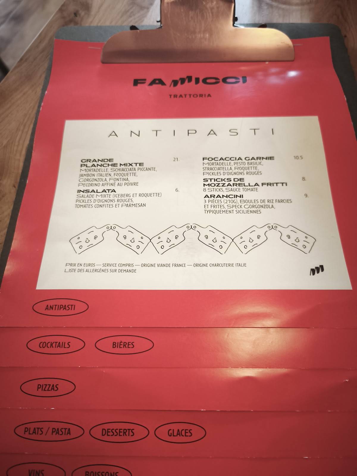 Famicci меню